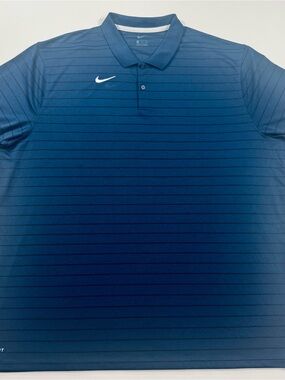 NIKE Men's DRI-FIT Striped Polo Shirt, Dark Blue w/Black Stripes, 3XL, NWT